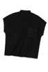 Ribbed Mock Neck Patch Pocket Drop Shoulder Short Sleeve Sweater